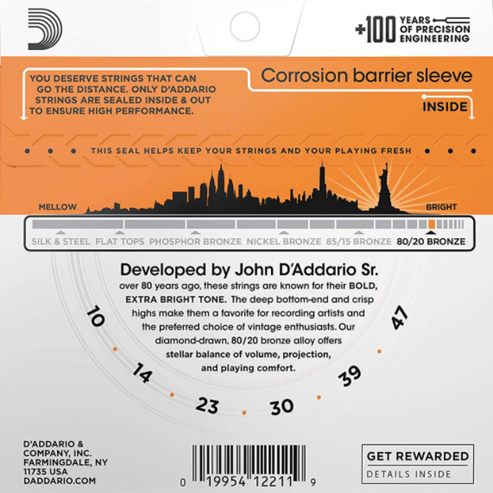 Juego de cuerdas Daddario EJ10 para Guitarra Acústica 1